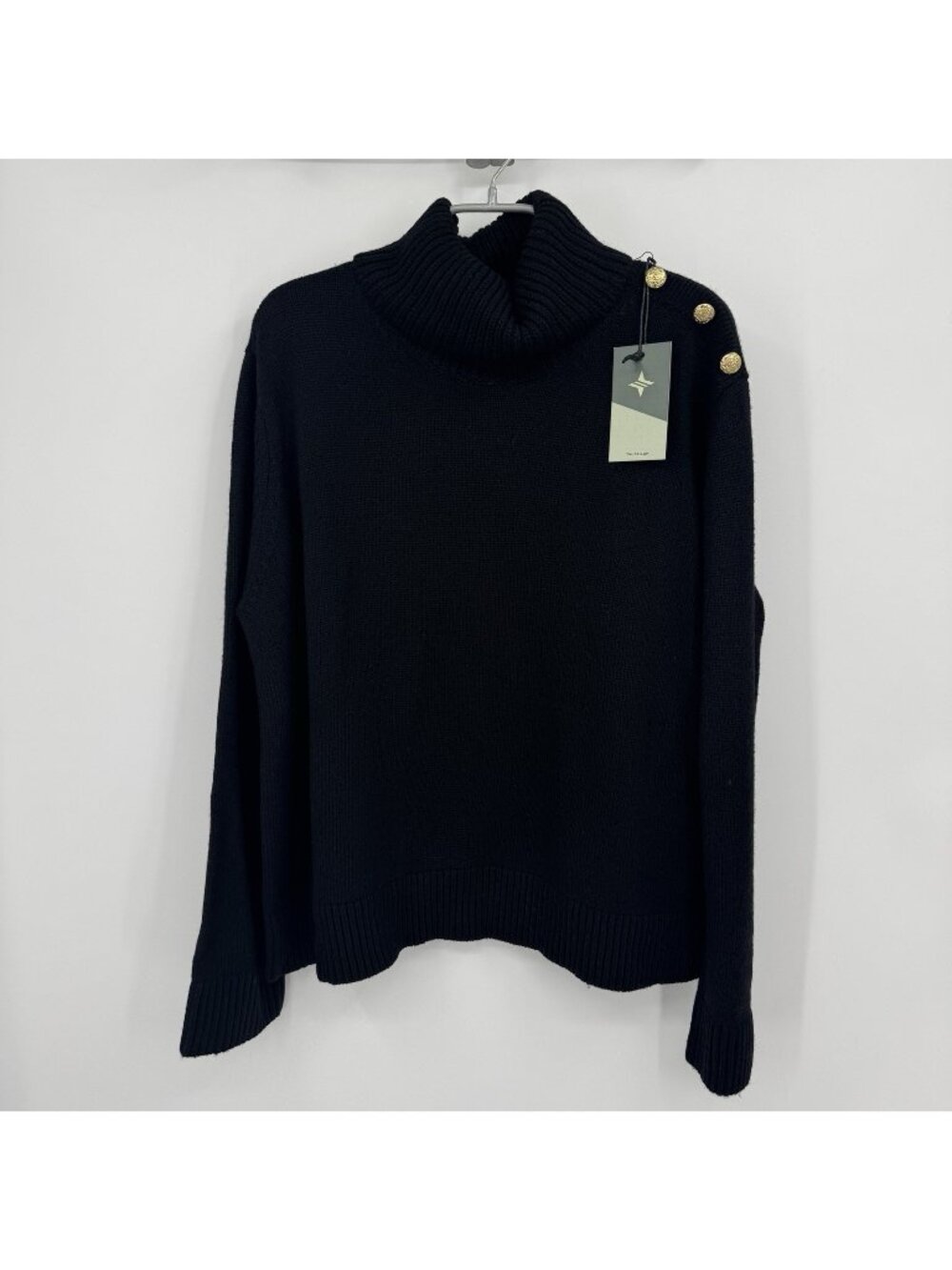 Tuckernuck Black Noir Wool Hadley Turtleneck Sweater size XL NWT $278